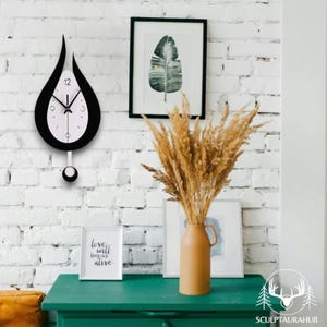 Drop-shaped Pendulum Wall Clock, Unique Designer Wall Clock, Minimalist Wall Decor, Clock Living Room, Anniverary Gift, Time Clock