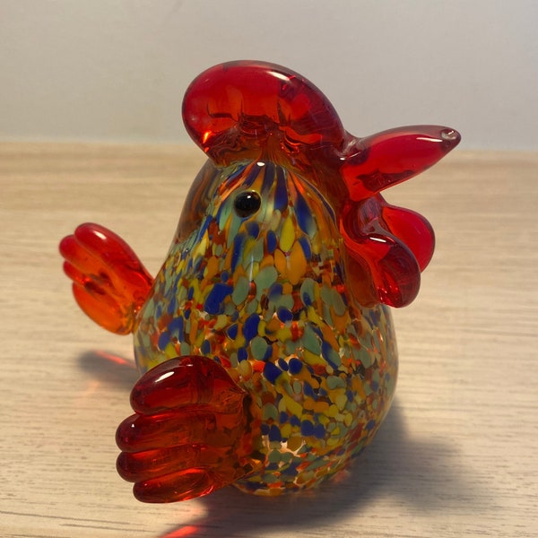 Coq en verre coloré style Murano