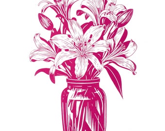 Lilies, screenprint, 42x30 cm