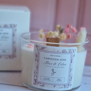 Handmade candle with dried flowers, Cotton Flower Candle