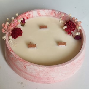 Vela artesanal en frasco de jesmonite jaspeado – Yeso mineral | 475 g de cera de soja perfumada | 4 colores a elegir | Fragancia de Grasse