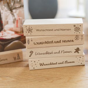 Personalisierbare Kartenhalter mit Wunschtext für Weihnachten | Wunschgravur | Holz | Geschenk für Weihnachten | Kartenständer | Fotohalter
