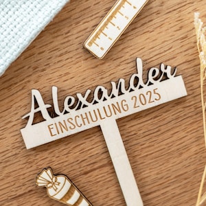 Personalisierter Cake Topper zur Einschulung | Wunschnamen | Schulkind | Tortenstecker Schulanfang | Mini-Caketopper | Schulanfang Geschenk