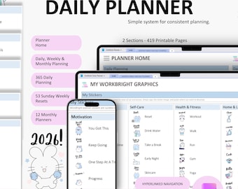 Agenda digitale OneNote 2026 – Monitoraggio delle abitudini, degli obiettivi e dell'umore per 365 giorni (download digitale)