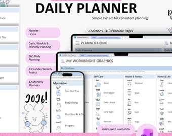 Agenda digital OneNote 2026: seguimiento de hábitos, objetivos y estado de ánimo para 365 días (descarga digital)