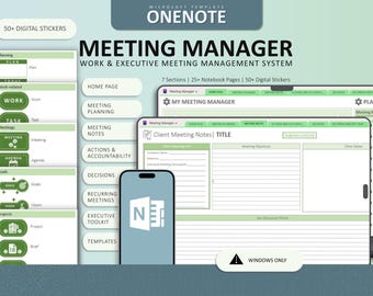 Professional OneNote Meeting Planner | Work & Executive Meeting Management System