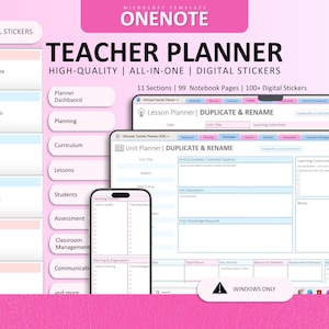 Microsoft OneNote Teacher Planner 2026 | Digital Lesson Plans, Attendance, Classroom Management