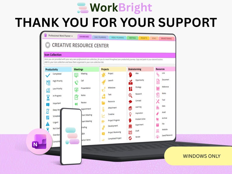 OneNote Work Planner 2026 - Digital Project Management Template - Professional Work Task Tracker & Meeting Notes image 18