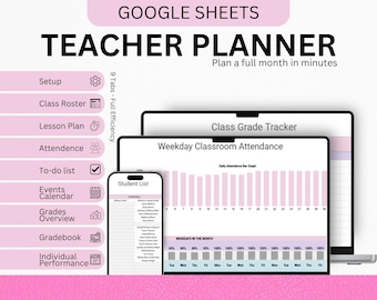 Foglio di calcolo per la pianificazione degli insegnanti / Registro dei voti, Presenze, Piani di lezione, Calendario, Panoramica degli studenti