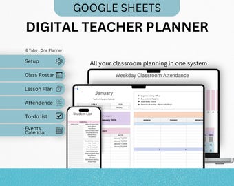 Teacher Planner Google Sheets – Pianificazione automatica delle lezioni e delle presenze (download digitale)