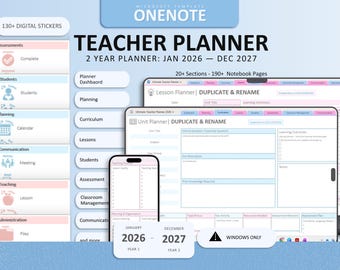 OneNote Teacher Planner 2026-2027 Bundle | Digital Editable Lesson Plans (Classroom Management)