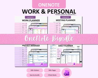 Pacchetto completo per la pianificazione con OneNote: agenda personale, lavorativa, per riunioni e progetti con adesivi.