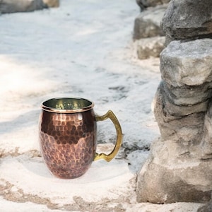 Copper Moscow Mule Mug Set Of 2, Moscow Beer Mug for Kitchen, 7th Anniversary Gift, Copper Cup