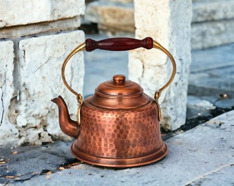 Copper Handmade Teapot ,v Engraved Copper Kettle, Copper Tea Kettle, Herbal Tea Kettle
