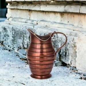 Handcrafted Copper Pitcher, Pure Copper Water Jug, Moscow Mule Pitcher, Decor Vase,Copper Kitchen Decor