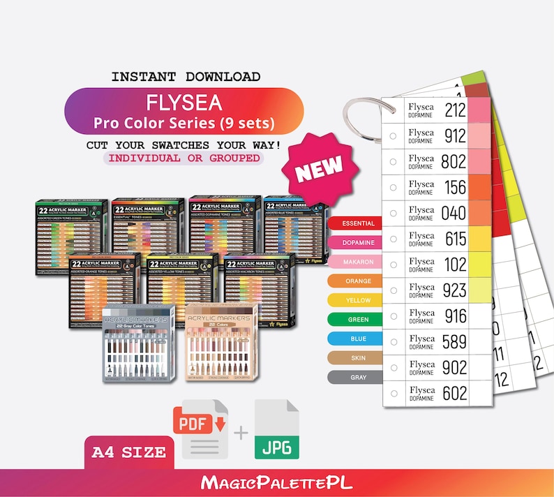 Swatch Template for Flysea PRO Color Series (all 9 Sets) Pdf Coloring ...