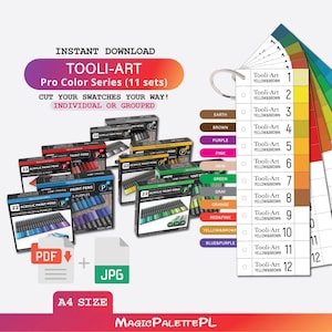 Swatch Template for Tooli-Art PRO Color Series (All 11 sets) Pdf Coloring Swatch Page Swatch PDF Digital Download Printable Chart