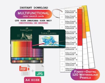 Faber-Castell Albrecht Dürer watercolor pencils 120 Colored Pencil Set Template Swatch Page Swatch Printable Template Instant Download