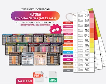 Swatch Template for Flysea PRO Color Series (All 15 sets) Pdf Coloring Swatch Page Swatch PDF Digital Download Printable Chart