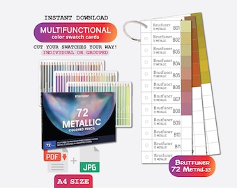 Brutfuner 72 Metallic Colored Pencil Set Template Swatch Page Swatch Printable Template Instant Download