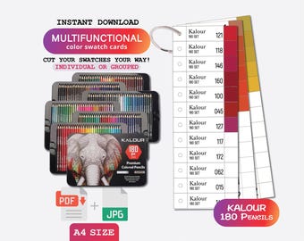 Kalour 180 Colored Pencil Set Template Swatch Page Swatch Printable Template Instant Download