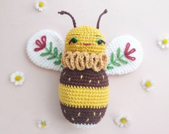 Patrón de crochet de la abeja Queenie. Descarga instantánea en PDF. Lindo patrón de abejorro amigurumi.