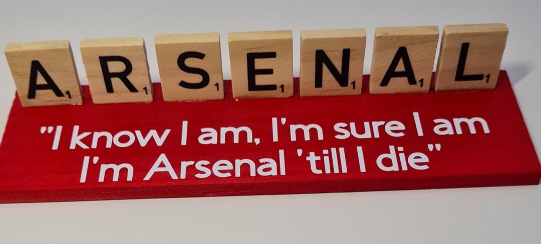 Arsenal FC Desk Sign Personalised Scrabble Style Wooden Plaque ...