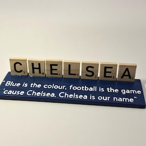 Personalized Chelsea FC Desk Sign - Scrabble Style, Handmade