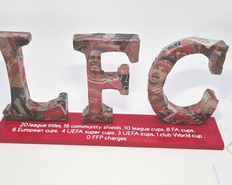 Liverpool FC Sign  Decoupaged with iconic Liverpool Newspaper, Reds Premier league win Perfect Unique Christmas gift. Virgil van dijk