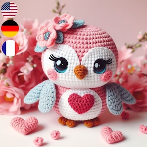 Owl Amigurumi Crochet Pattern, Mother's Day, Muttertag Häkelmuster, Modèle de Crochet pour la Fête des Mères, Chouette image 1