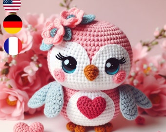 Owl Amigurumi Crochet Pattern, Mother's Day, Muttertag Häkelmuster, Modèle de Crochet pour la Fête des Mères, Chouette