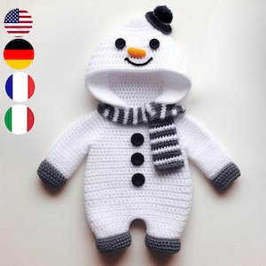 Guida multilingue della tuta da pupazzo di neve (inglese, francese, tedesco, italiano)