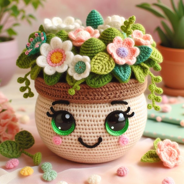 Jardinière florale au crochet - Blossom Your Own Crochet Garden