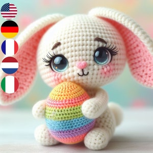 Delightful Easter Bunny Crochet Pattern - Multi-Language Guide (English, French, Dutch, German and Italian) - Create Your Springtime Friend