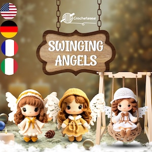 Swinging Angels Crochet Patterns: 3 Unique Angel Dolls, Heavenly Decor, DIY Spiritual Ornaments, Perfect for Gifts & Home Decoration