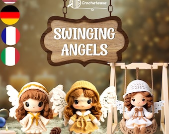 Patrones de crochet de ángeles oscilantes: 3 muñecos de ángeles únicos, decoración celestial, adornos espirituales de bricolaje, perfectos para regalos y decoración del hogar
