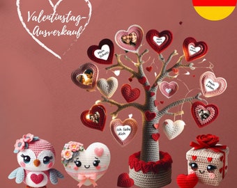 Valentinstag Häkelpaket: Liebling Geschenkbox, Florales Herz, Valentinstagsbaum, Eule - Romantisches DIY Geschenkset, Perfekt für Verliebte