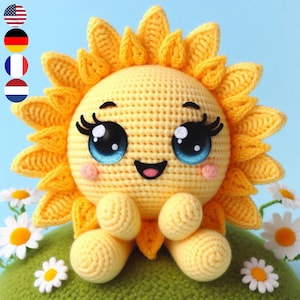 Amigurumi Sun Crochet Pattern - DIY Crochet Toy - Handmade Gift Idea PDF Multi-Language Guide (English, French, Dutch, German)