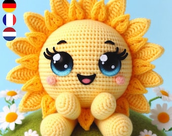 Amigurumi Sun Crochet Pattern - DIY Crochet Toy - Handmade Gift Idea PDF Multi-Language Guide (English, French, Dutch, German)