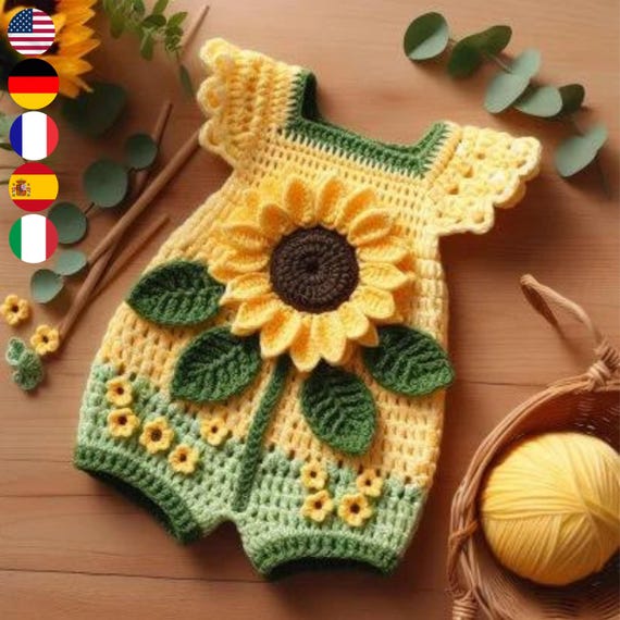 Crochet Ropa De Bebe De Girasoles Patrón De Crochet De Mono De