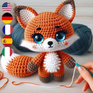 Schema all'uncinetto per volpe della foresta - Adorabile amigurumi del bosco, disponibile in 5 lingue (inglese, francese, tedesco, italiano, spagnolo)