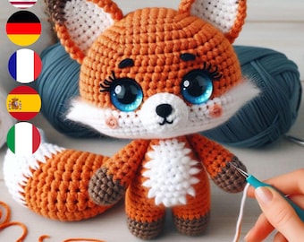 Forest Fox Crochet Pattern - Adorable Woodland Amigurumi, Available in 5 Languages (English, French, German, Italian, Spanish)