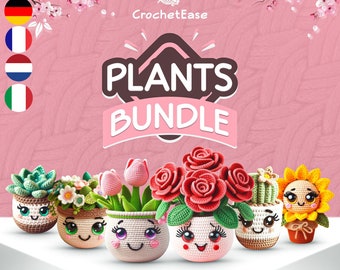 Amigurumi Spring Garden Collection - Multi-Language Guide Crochet Patterns for Sunflower, Rose, Tulip, Cactus, Succulent, and Floral Planter