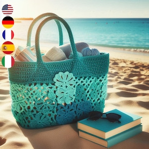 Häkelanleitung für Strandtaschen - Amigurumi Strandtasche - Digital Download - PDF Anleitung in mehreren Sprachen (Englisch, Französisch, Deutsch, Italienisch, Spanisch)