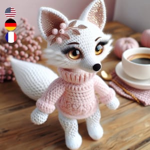Blizzard la volpe artica modello all'uncinetto - Amigurumi invernale carino in inglese, francese e tedesco