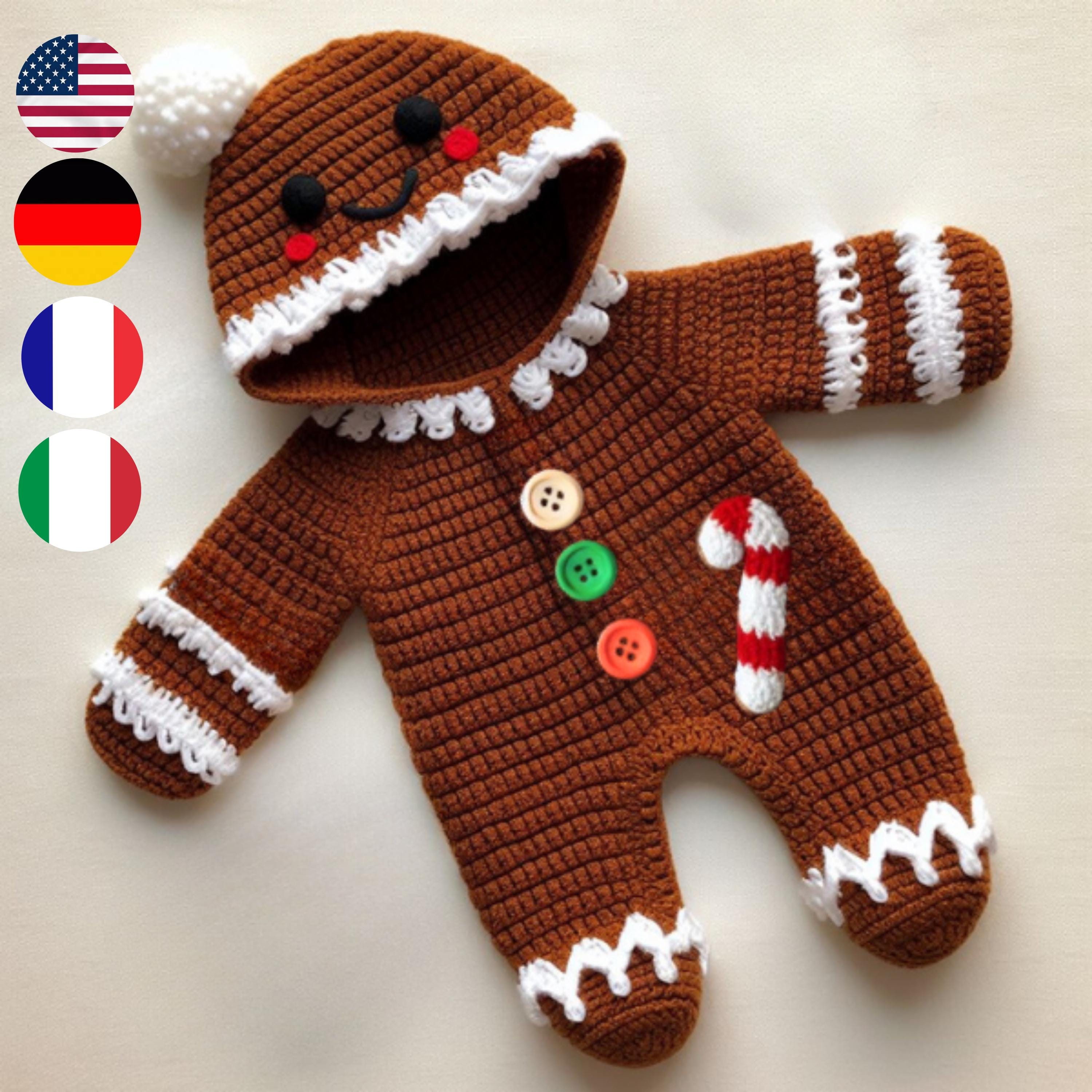Costume Biscotto Di Zenzero Per Bambino DEGUISE TOI - Tuta Interamente Marrone Con Dettagli Glassa Rossi E Verdi. Morbida E Comoda, In 100% Poliestere. Taglia XS (3-4 Anni). - 2