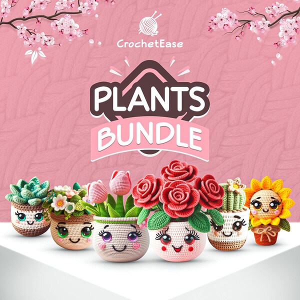 Amigurumi Spring Garden Collection - Crochet Patterns for Sunflower, Rose, Tulip, Cactus, Succulent, and Floral Planter