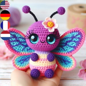 Amigurumi Butterfly Crochet Pattern - Colorful Decor & Gift Guide PDF Multi-Language Guide (English, French, Dutch, German)