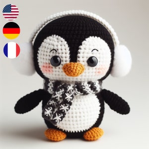Modello Pinguino all'uncinetto, Giocattolo Amigurumi, Artigianato fatto a mano, Häkelmuster, Patrono dell'uncinetto, modèle de uncinetto, Pingouin, Pinguin