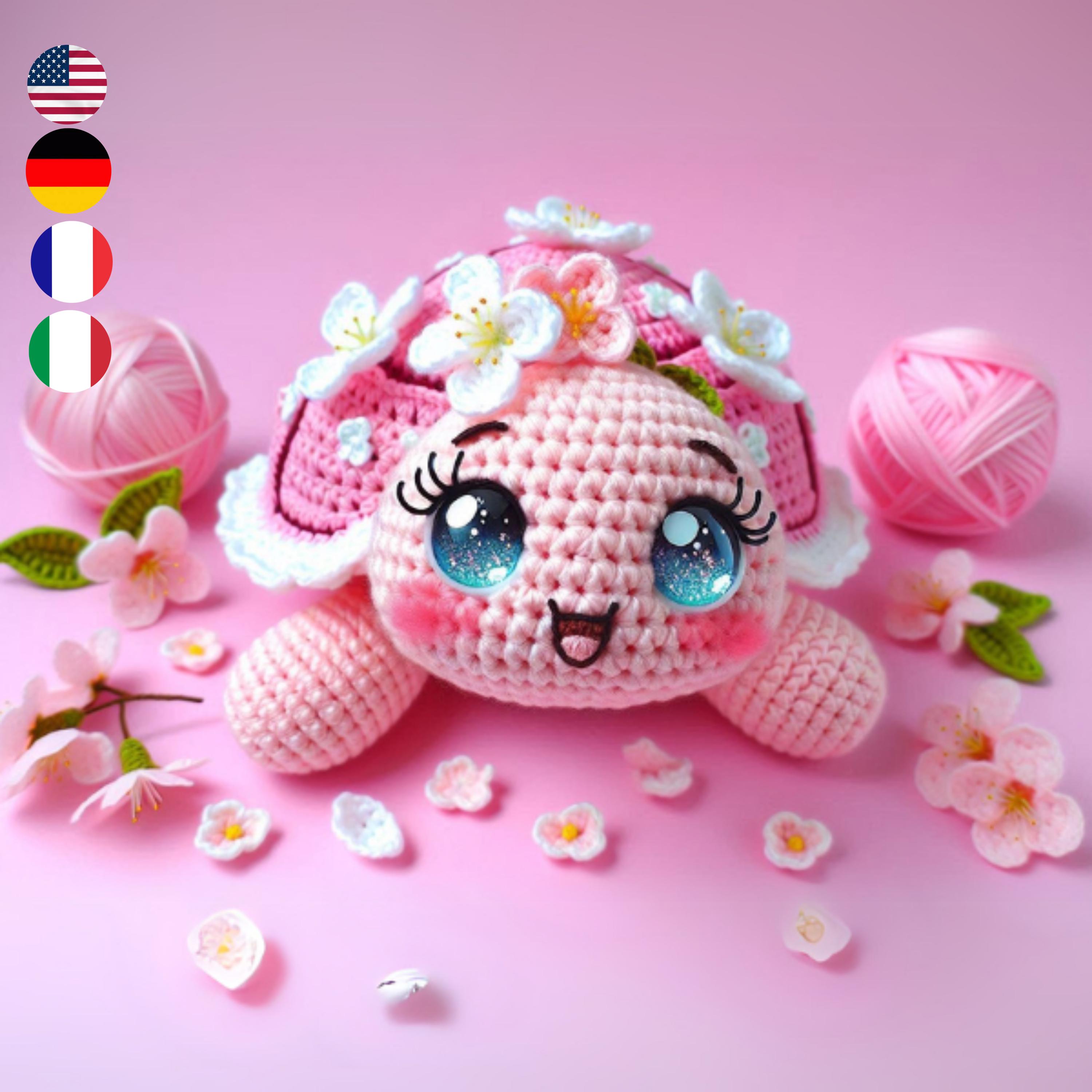 Blossom the Sakura Turtle Crochet Pattern - Adorable Amigurumi in English, French, Italian and German